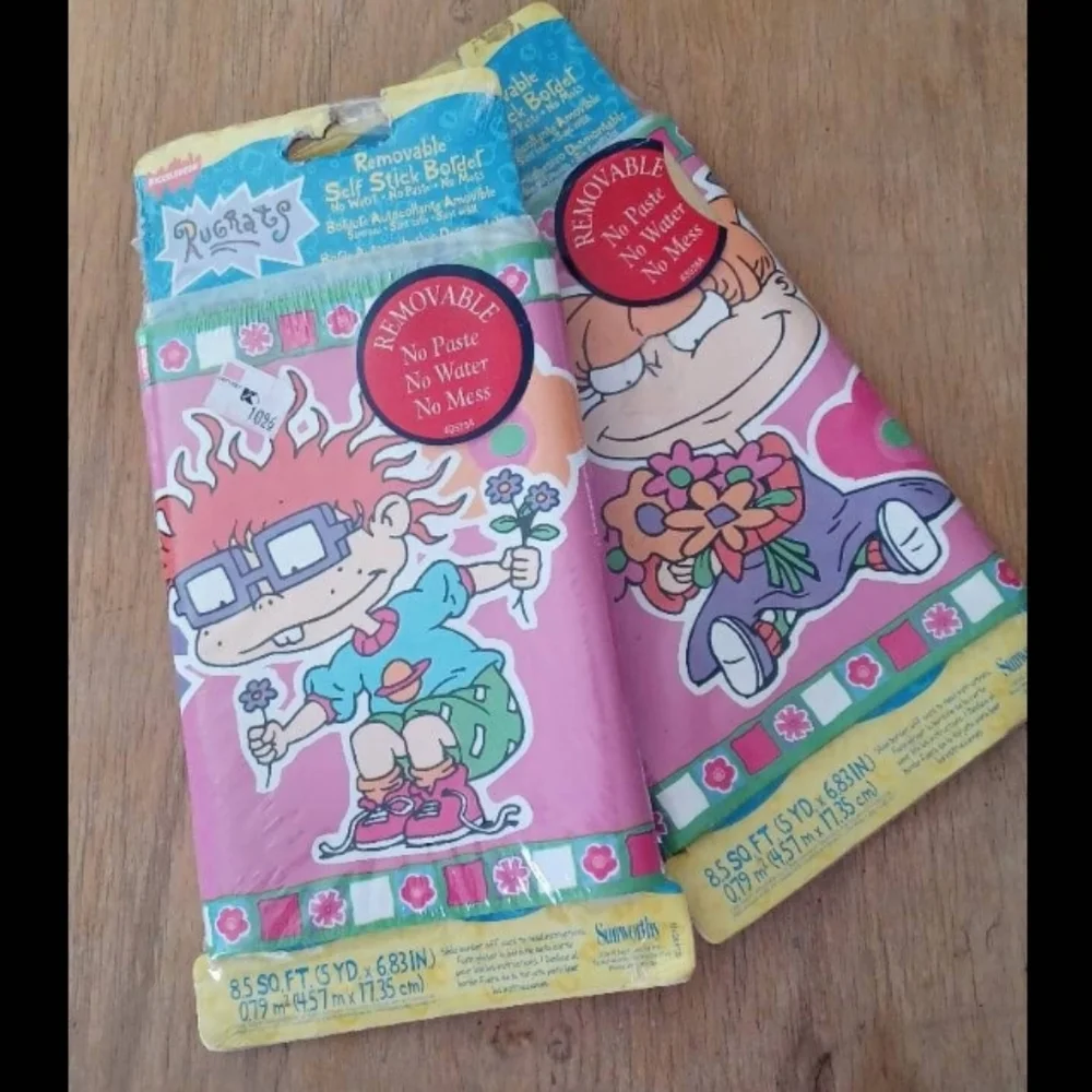 2 Vintage 90s Nickelodeon Rugrats removable sticker wallpaper boarder 10 yards